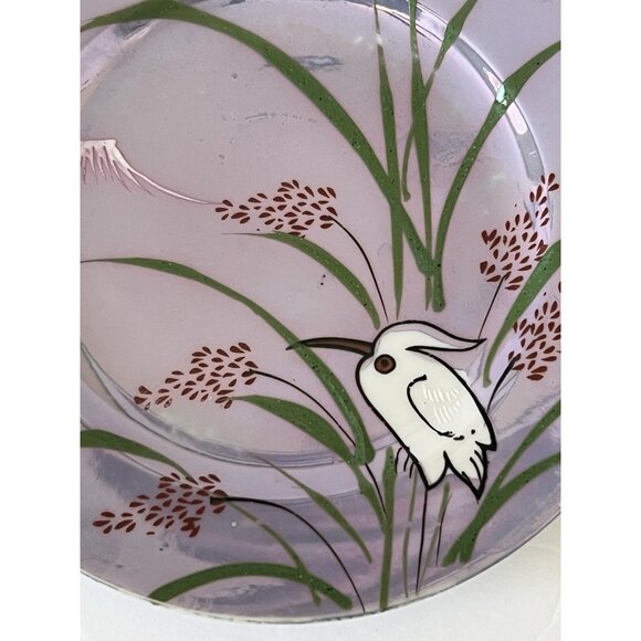 Set of 2 Nippon Plates Heron Mountain Lavender Lusterware Japan Hand Painted - Picture 8 of 14